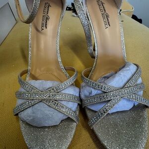 Badgley Mischka Gold Rhinestone Stiletto Heels